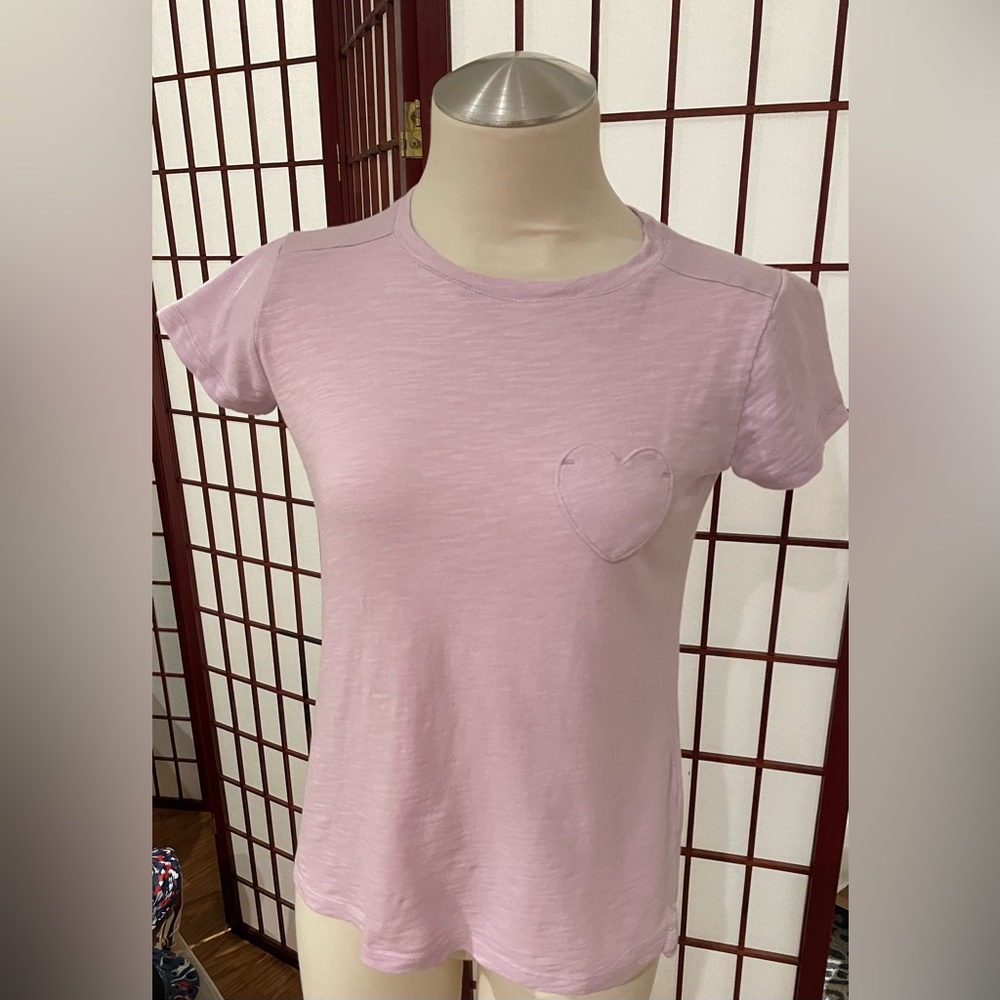 CREWCUTS BY J CREW Lilac T-Shirt with Heart Pocket